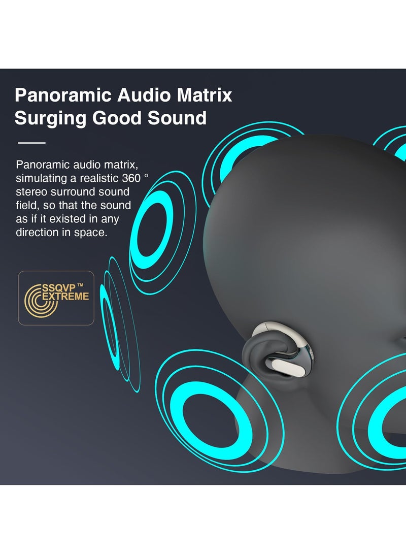 SYOSI Open Ear Headphones, Bluetooth 5.4 Wireless Earbuds, Bone Conduction Technology, Dual Device Link, 54H Playtime, Ideal for Gaming, Outdoor Sports, Work, Travel, White - Image 3