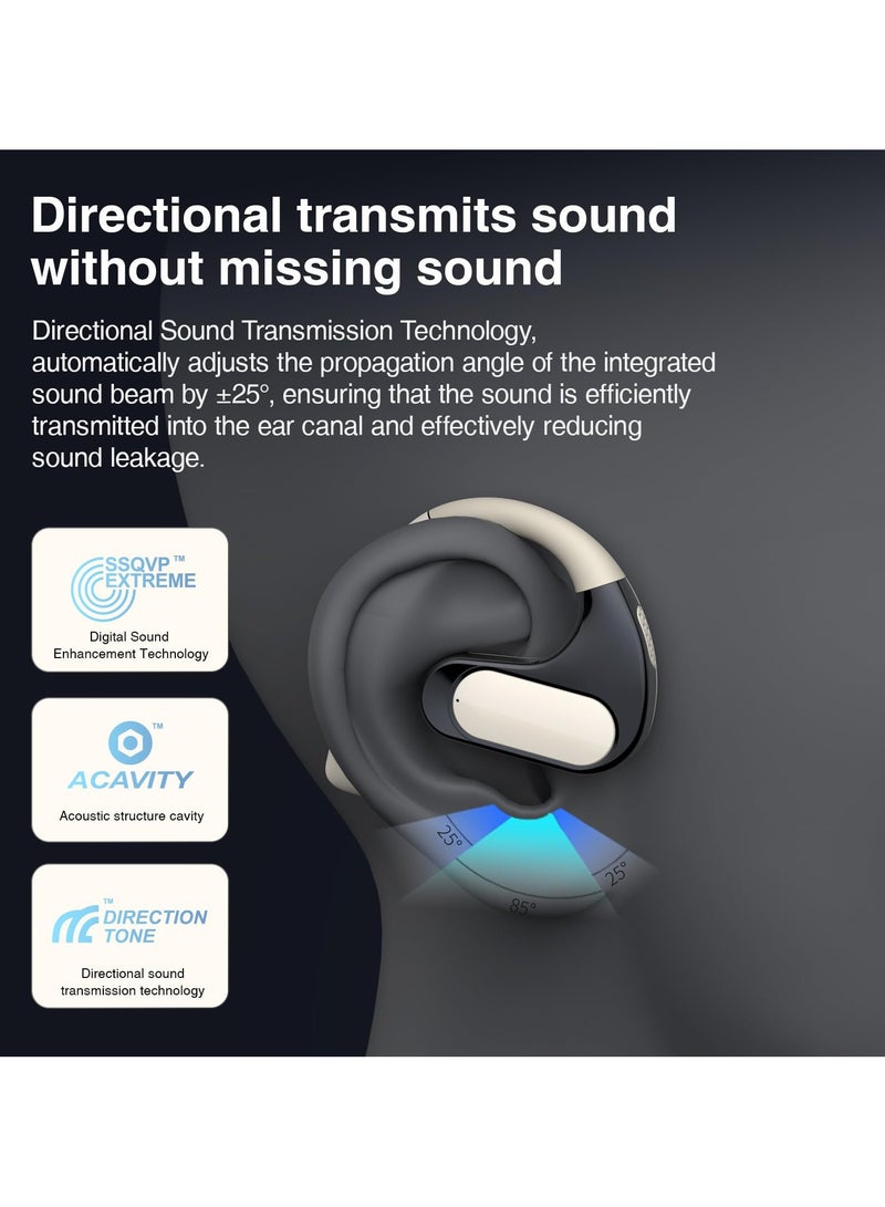 SYOSI Open Ear Headphones, Bluetooth 5.4 Wireless Earbuds, Bone Conduction Technology, Dual Device Link, 54H Playtime, Ideal for Gaming, Outdoor Sports, Work, Travel, White - Image 4