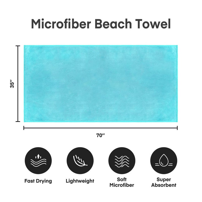 JML Extra Large Bath Towels, Microfiber Bath Sheet Towel 2 Pack 35" x 70", Oversized, Soft, Super Absorbent and Fast Dry for Adult, Body, Sport, Fitness, Yoga, Aquamarine - Image 2