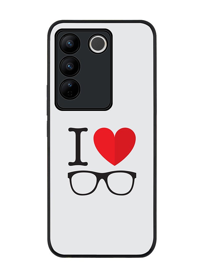 Stylizedd Rugged Black Edge case for Vivo V27 / Vivo V27 Pro / Vivo S16, Slim fit Soft Case Flexible Rubber Edges Anti Drop TPU Gel Thin Cover - I Love Glasses - Image 1