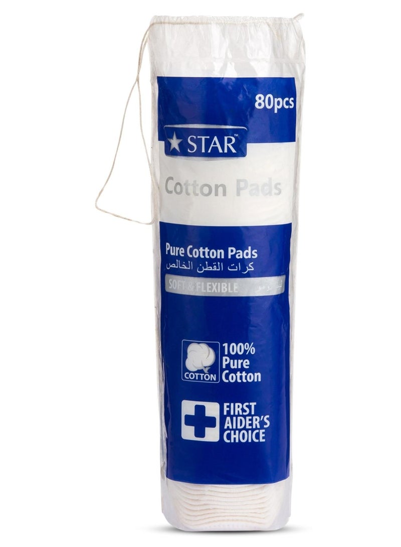 ستار ٨٠ قطعة – دوائر قطنية نقية للتجميل – ١٠٠٪ قطن طبيعي – Star - Image 1