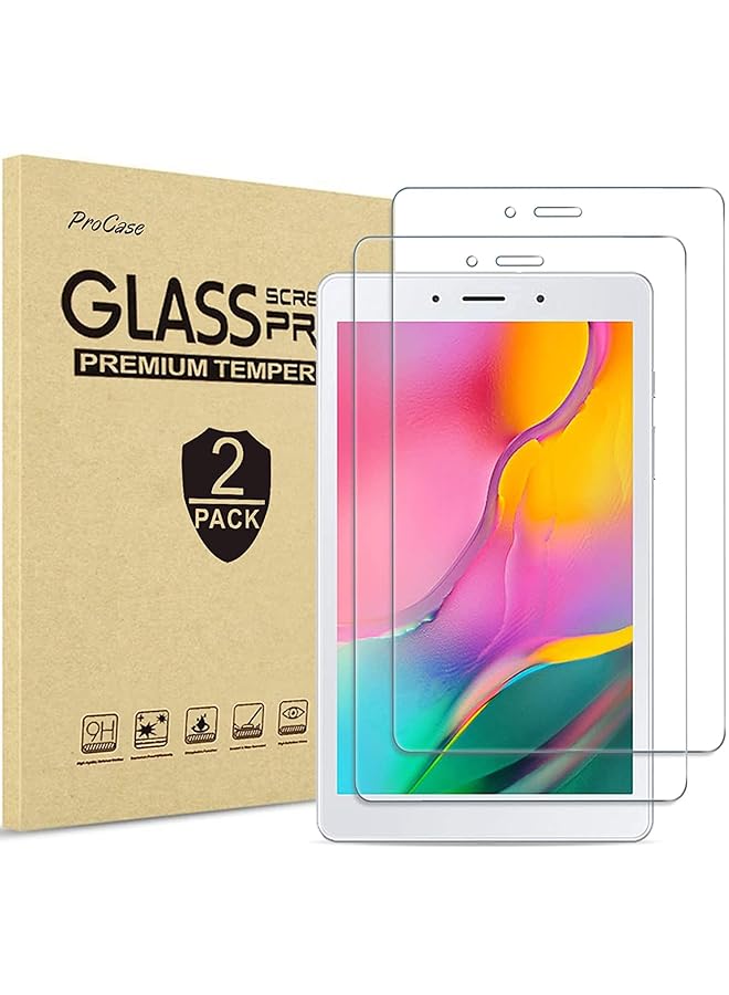 Procases 2 Pack Galaxy Tab A 8.0 2019 Screen Protector T290 T295 Tempered Glass Screen Film Guard For 8.0 Inch Galaxy Tab A 2019 Without S Pen Model Sm T290 Wi Fi Sm T295 Lte