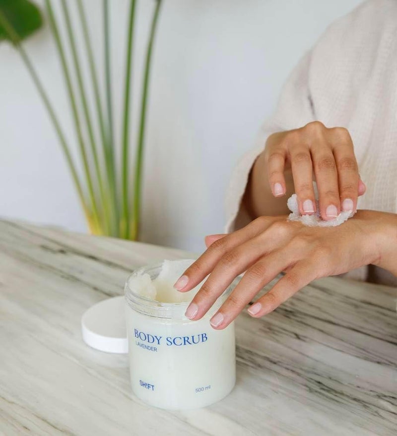 SH!FT Lavender Body Scrub for Women with Natural Sugar Sea Salt Shea Butter and Vitamin E Gentle Exfoliating and Moisturizing Skin Care Treatment  Easy Installation Fits Most Showers - Image 5