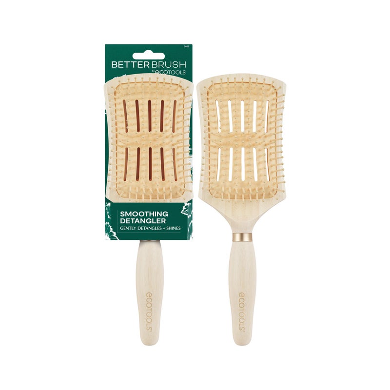 EcoTools Smoothing Detangler Hairbrush, Brush For Wet Or Dry Hair, Pain-Free Detangling, Style & Smooth Hair, Heat Resistant Brush, Renewable Bamboo & Flexible Bristles, Vegan & Cruelty-Free, 1 Count - Image 1