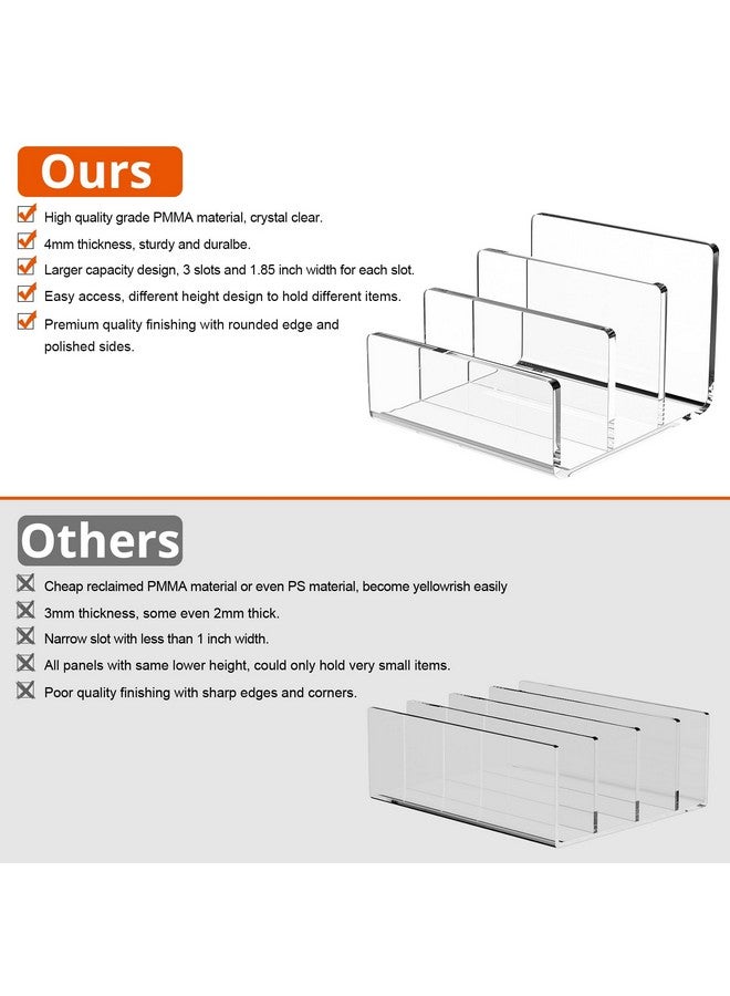 Richboom Acrylic File Sorter 8.5"X6.3"X6.2" Upright File Organizer For Desk Mail Organizer Countertop File Holder For Letter Document Notebook Clear 3 Sections - Image 5