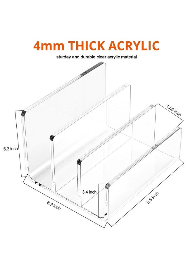Richboom Acrylic File Sorter 8.5"X6.3"X6.2" Upright File Organizer For Desk Mail Organizer Countertop File Holder For Letter Document Notebook Clear 3 Sections - Image 3