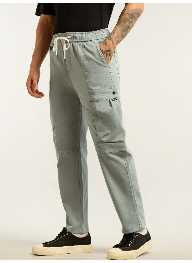 Beyoung Light Grey Tapered Baggy Cargo Pants