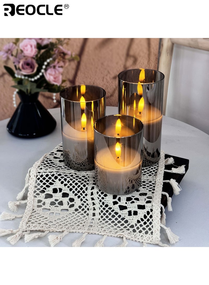 ريوكل شموع بدون لهب مع مؤقت تحكم عن بعد شموع عمود LED متينة مجموعة شموع أكريليك مزيفة تعمل بالبطارية غطاء حماية شفاف PVC مناسبة للديكور المنزلي والمناسبات الرومانسية - Image 3