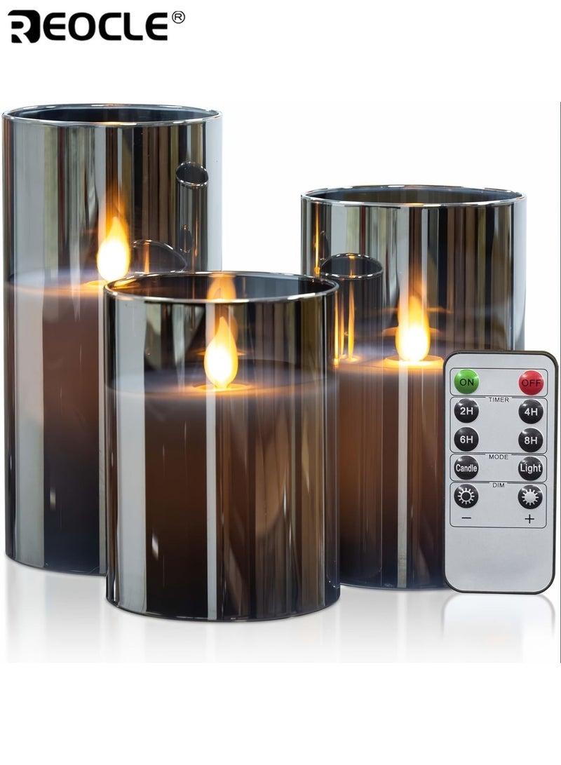 ريوكل شموع بدون لهب مع مؤقت تحكم عن بعد شموع عمود LED متينة مجموعة شموع أكريليك مزيفة تعمل بالبطارية غطاء حماية شفاف PVC مناسبة للديكور المنزلي والمناسبات الرومانسية - Image 1