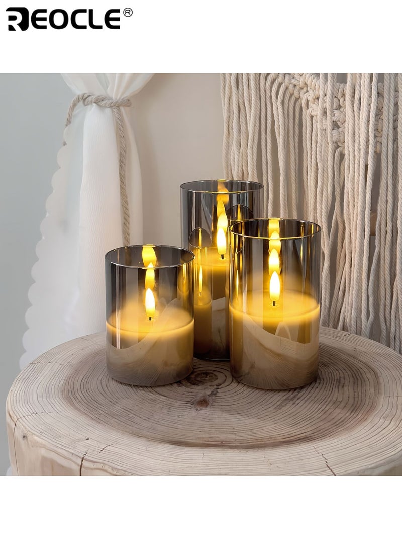 ريوكل شموع بدون لهب مع مؤقت تحكم عن بعد شموع عمود LED متينة مجموعة شموع أكريليك مزيفة تعمل بالبطارية غطاء حماية شفاف PVC مناسبة للديكور المنزلي والمناسبات الرومانسية - Image 4