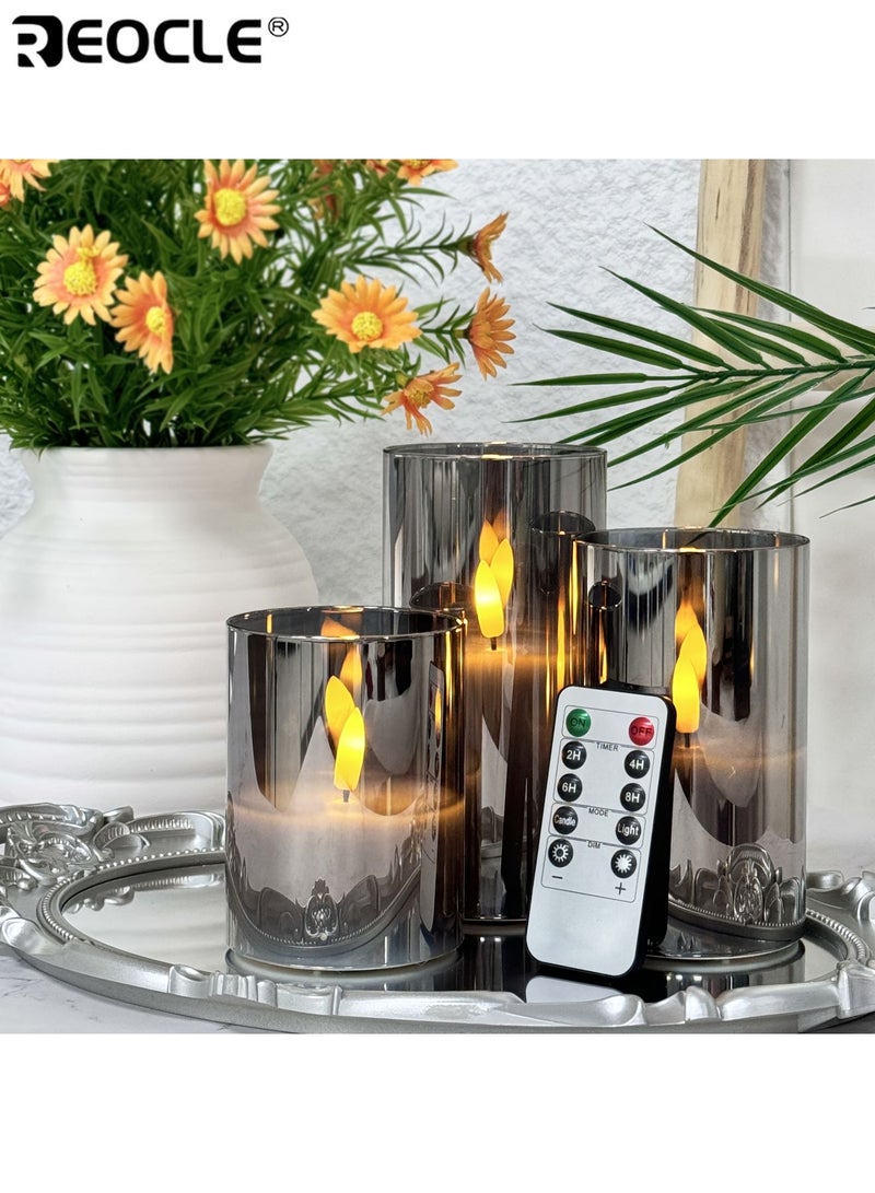 ريوكل شموع بدون لهب مع مؤقت تحكم عن بعد شموع عمود LED متينة مجموعة شموع أكريليك مزيفة تعمل بالبطارية غطاء حماية شفاف PVC مناسبة للديكور المنزلي والمناسبات الرومانسية - Image 2