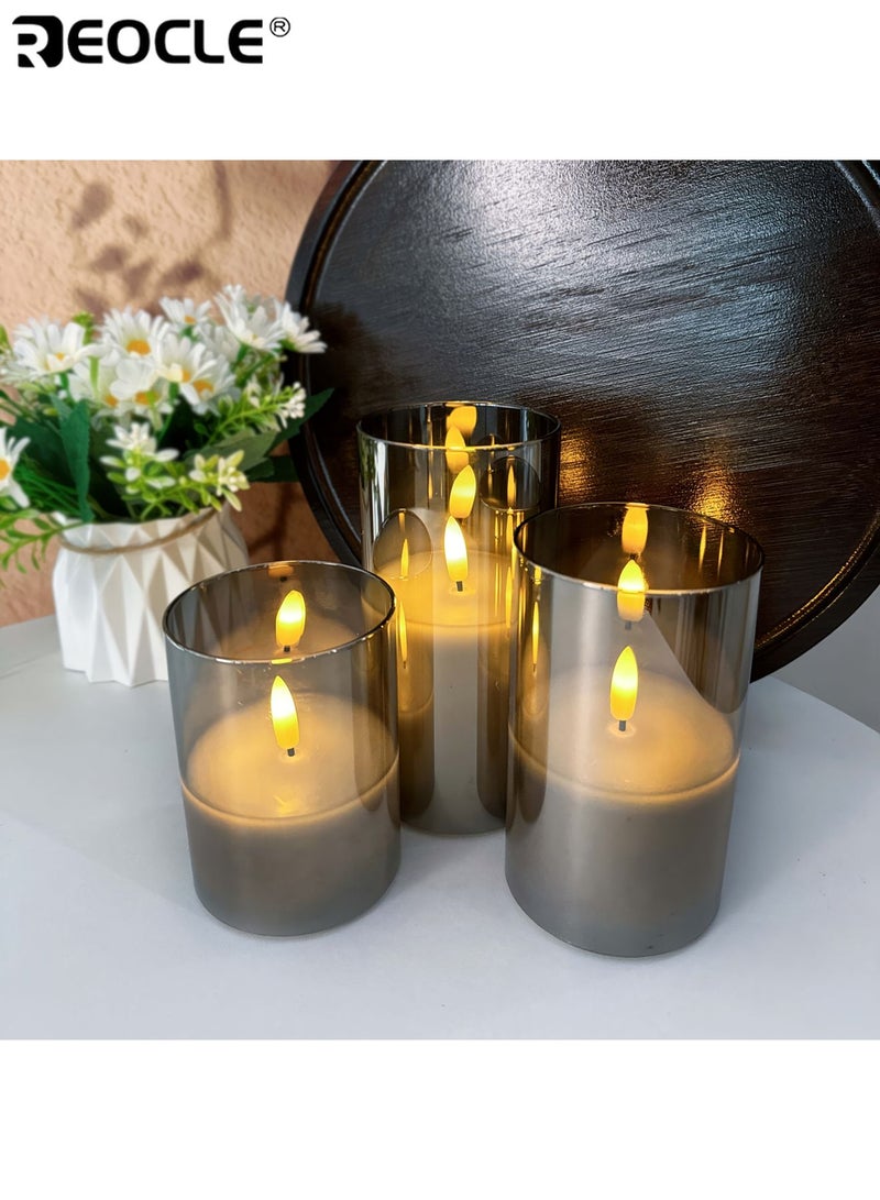 ريوكل شموع بدون لهب مع مؤقت تحكم عن بعد شموع عمود LED متينة مجموعة شموع أكريليك مزيفة تعمل بالبطارية غطاء حماية شفاف PVC مناسبة للديكور المنزلي والمناسبات الرومانسية - Image 5