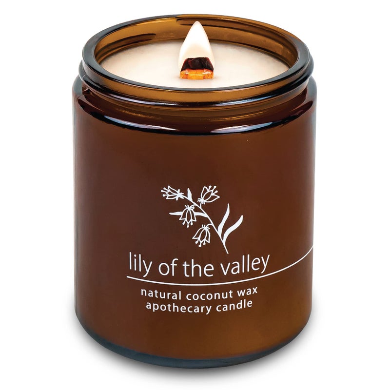 Hemlock Park Crackling Wood Wick Candle Handcrafted with Natural Coconut Wax Standard 8 oz Lily of The Valley