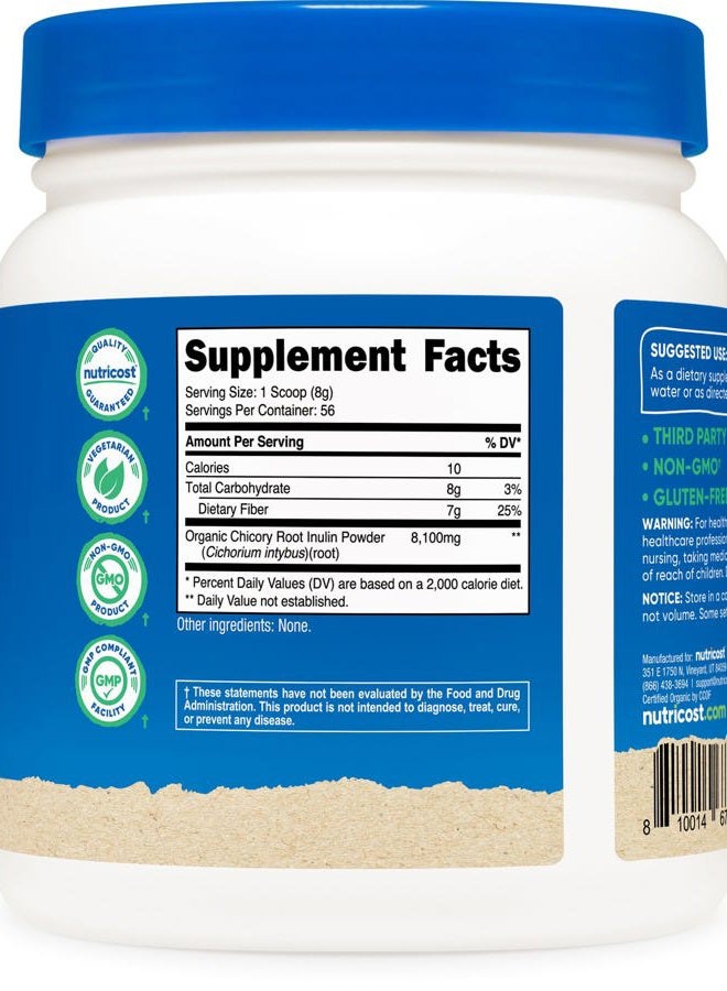 Nutricost مسحوق الإينولين العضوي 1 رطل (454 جرام) 7 جرام من الألياف لكل حصة - من جذر الهندباء - معتمد من وزارة الزراعة الأمريكية عضوي - Image 5