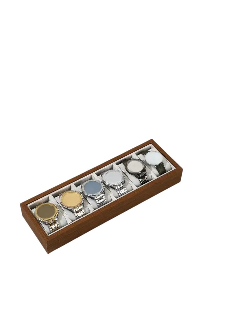High Quality Wooden Organizer Box for Jewelry Watches Organization -6 Sections-(33cm*11cm)-suitable for Dressing Room - Image 1