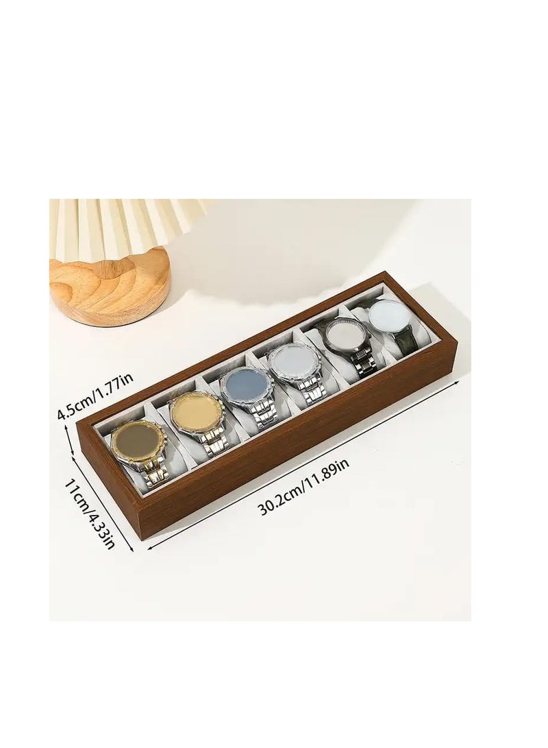 High Quality Wooden Organizer Box for Jewelry Watches Organization -6 Sections-(33cm*11cm)-suitable for Dressing Room - Image 2