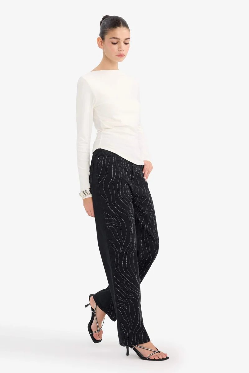 ديفاكتو Straight Fit High Waist Ankle Length Jeans