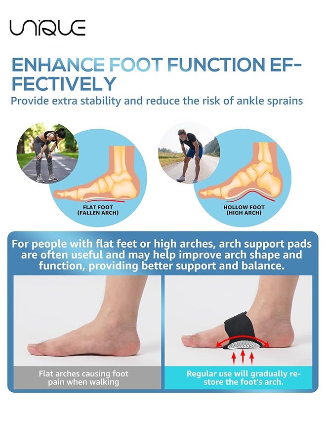 Unique Arch Support Brace (2 Pack) - Adjustable, Non-Slip Arch Wraps with Soft Elastic Silicone Pads for Foot Care, Flat & Fallen Arches, High Arch, Plantar Fasciitis Relief - Fits All Shoes (Black)  - Image 5