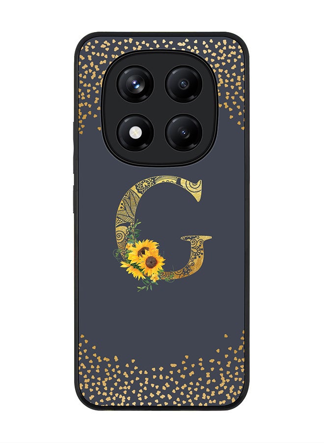Stylizedd For Xiaomi Redmi Note 14 Pro+ 5G 5G Case,Slim fit Camera Protection, Shockproof Thin Phone cover  - Custom Floral Monogram - G  (Grey ) - Image 1