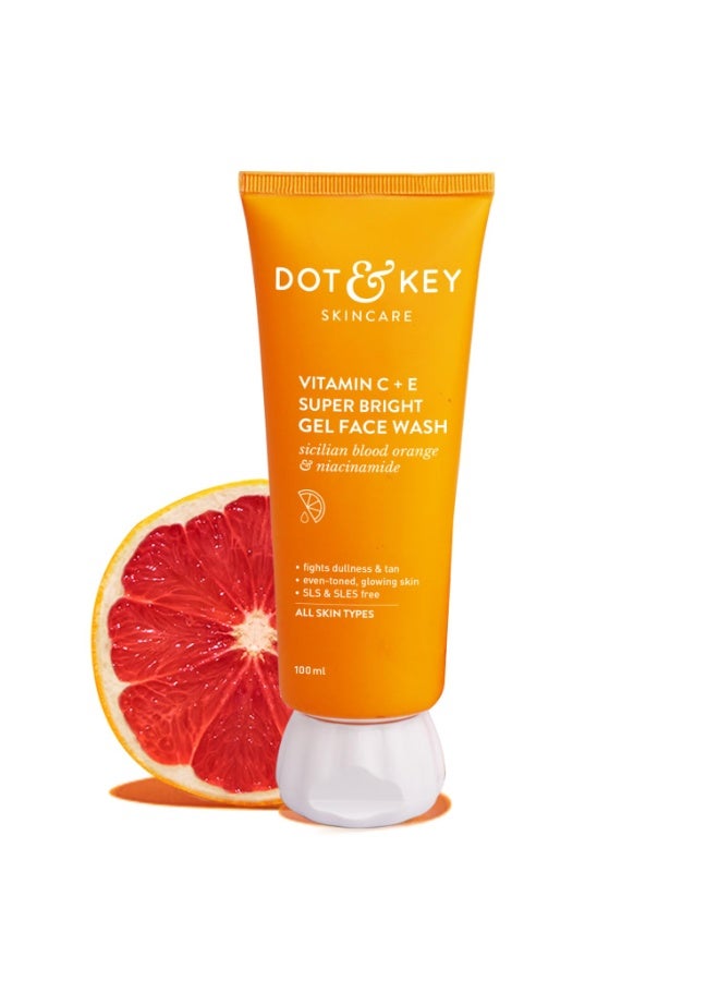 DOT & KEY Vitamin C + E Super Bright Gel Face Wash For Glowing And Brightening Skin | All Skin Types|With Triple Vitamin C| Face Wash For Women & Men|100 Ml - Image 3