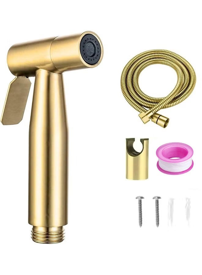 Handheld Bidet Spryer for toilet | 304 Grade Stainless Steel Bathroom Jet Spray Set Heavy-duty and durable, 150cm (Golden) - Image 1