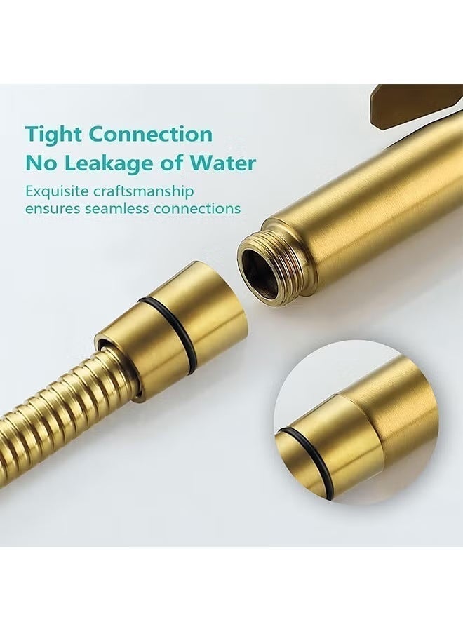 Handheld Bidet Spryer for toilet | 304 Grade Stainless Steel Bathroom Jet Spray Set Heavy-duty and durable, 150cm (Golden) - Image 2