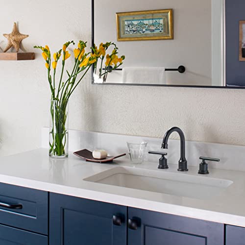 WOWOW 2 Handle Bathroom Faucet Oil Rubbed Bronze Bathroom Sink Faucet Widespread Vanity Faucet 3 Hole with Pop Up Drain and Supply Hoses High Arc Basin Faucet Brass - Image 3