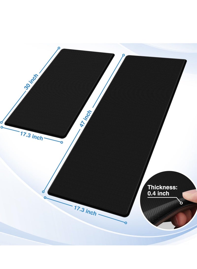 MIXDE Kitchen Mats, 2PCS Kitchen Rugs, Cushioned Anti Fatigue Kitchen Mats for Floor, Non-Slip Standing Desk Mat, Waterproof Kitchen Rug Set for Kitchen, Floor, Office,17.3"×30"+17.3"×47",Black - Image 2