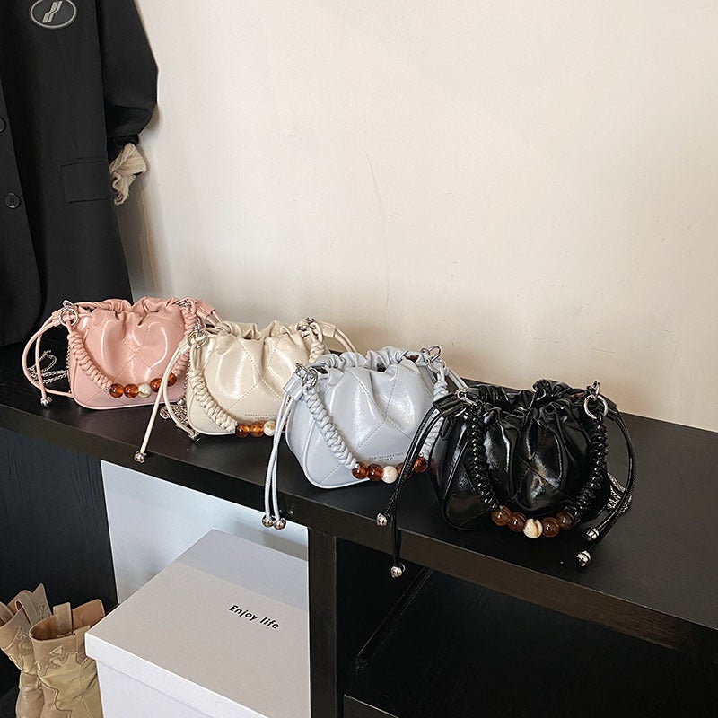 Ins Style Ringed Drawstring Bucket Bag Chain All-Match Commuter Handbag Internet Celebrity Western Style Single-Shoulder Crossbody Bag For Women - Image 5