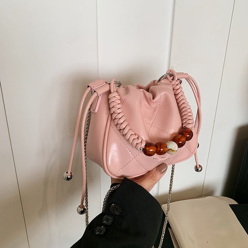 Ins Style Ringed Drawstring Bucket Bag Chain All-Match Commuter Handbag Internet Celebrity Western Style Single-Shoulder Crossbody Bag For Women - Image 3