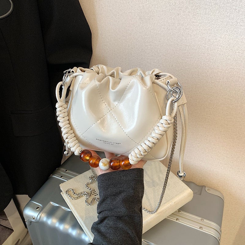 Ins Style Ringed Drawstring Bucket Bag Chain All-Match Commuter Handbag Internet Celebrity Western Style Single-Shoulder Crossbody Bag For Women - Image 2