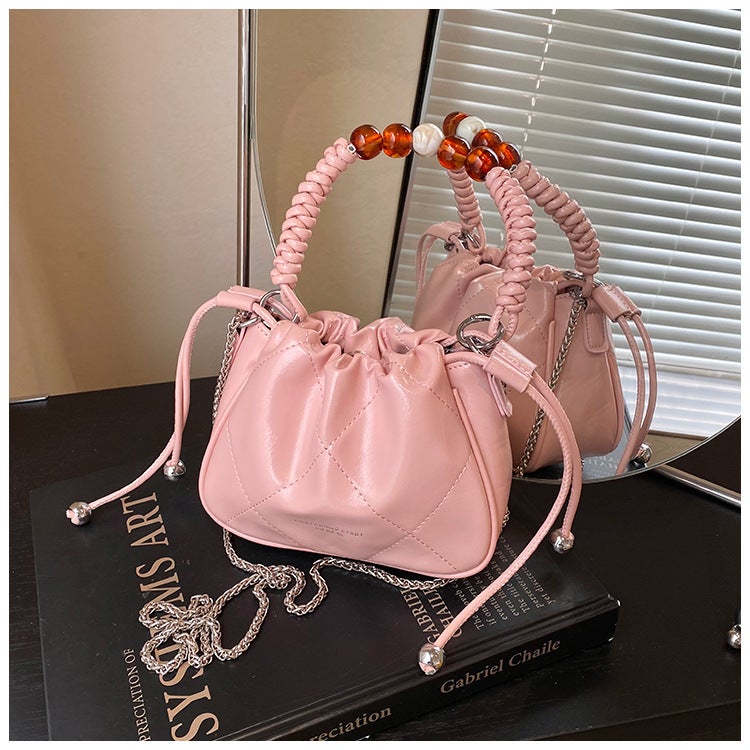 Ins Style Ringed Drawstring Bucket Bag Chain All-Match Commuter Handbag Internet Celebrity Western Style Single-Shoulder Crossbody Bag For Women - Image 1