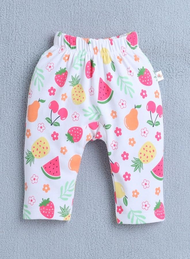 BUMZEE Baby Girls Cotton Diaper Pants/Leggings/Pyjamas Pack of 2 White & Yellow - 0-3 Months (Peb10543B-wht) - Image 4