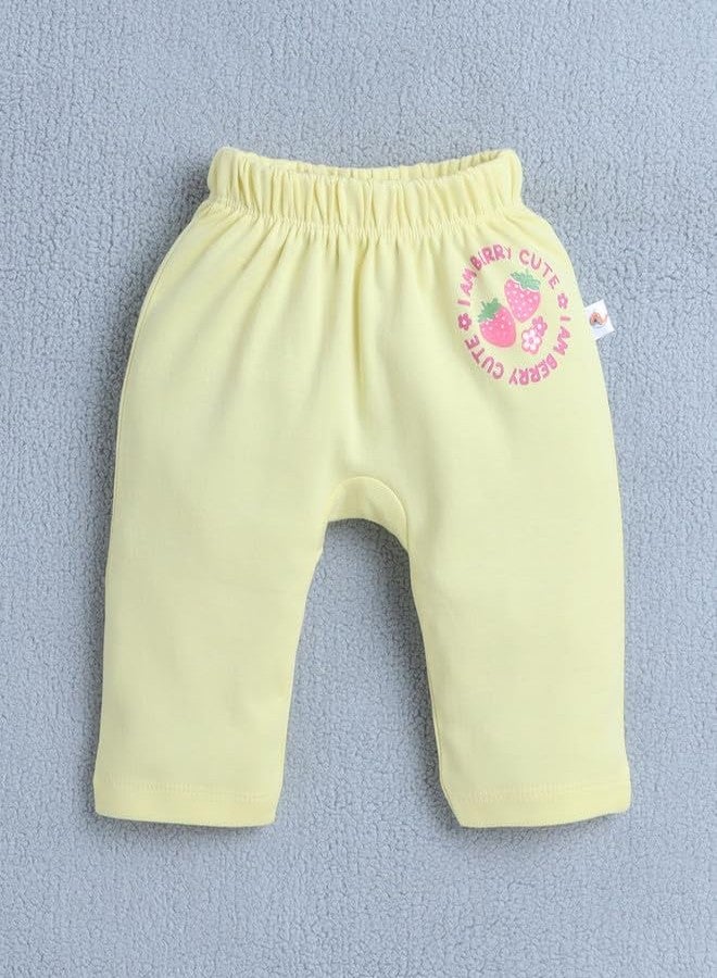 BUMZEE Baby Girls Cotton Diaper Pants/Leggings/Pyjamas Pack of 2 White & Yellow - 0-3 Months (Peb10543B-wht) - Image 2