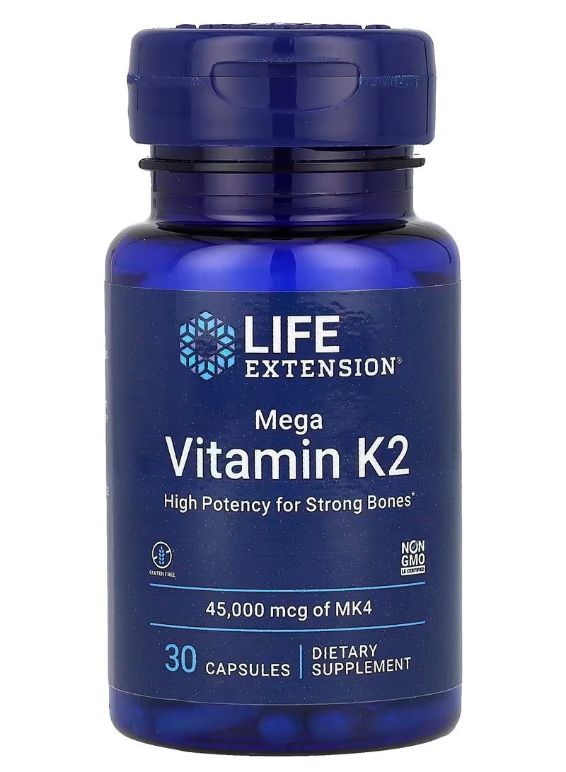 Life Extension, Mega Vitamin K2, 45,000 mcg, 30 Capsules - Image 1