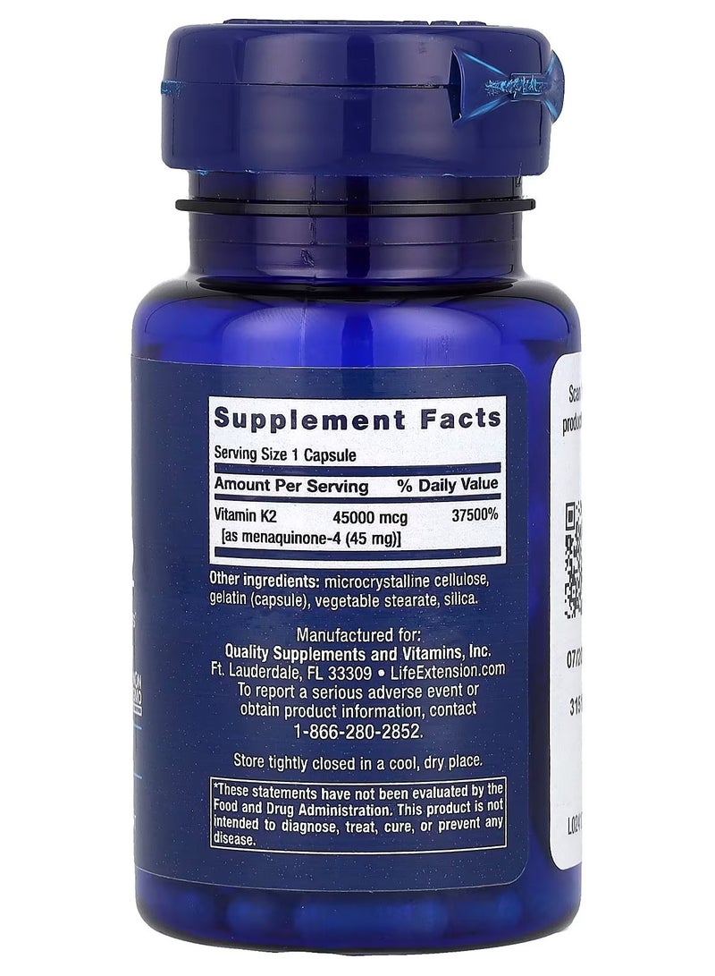 Life Extension, Mega Vitamin K2, 45,000 mcg, 30 Capsules - Image 2