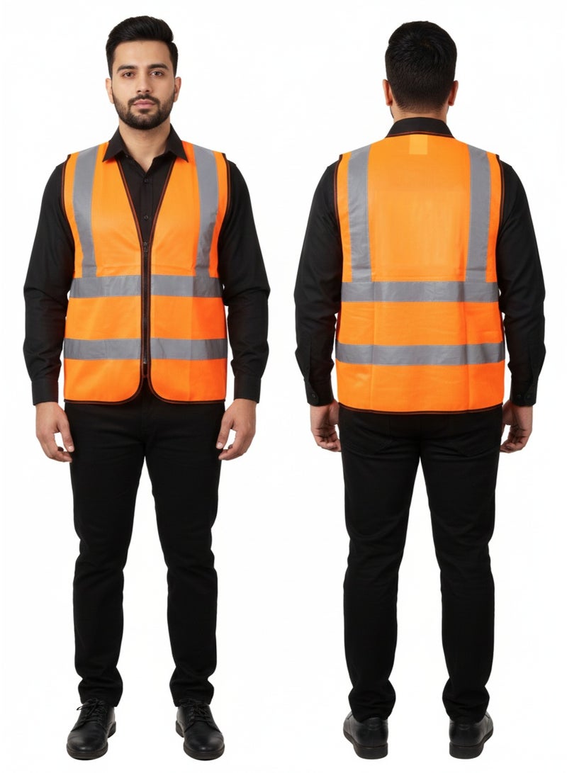 safety vest for workers orange with zipper