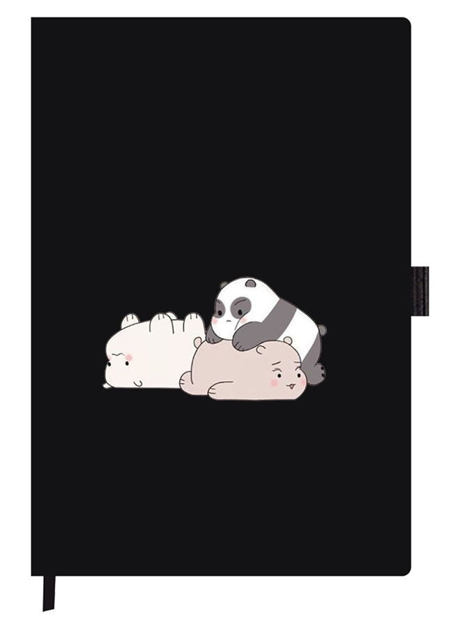 Theodor Designer A5 Thick Black Hardcover Notebook Panda Friends - Image 1