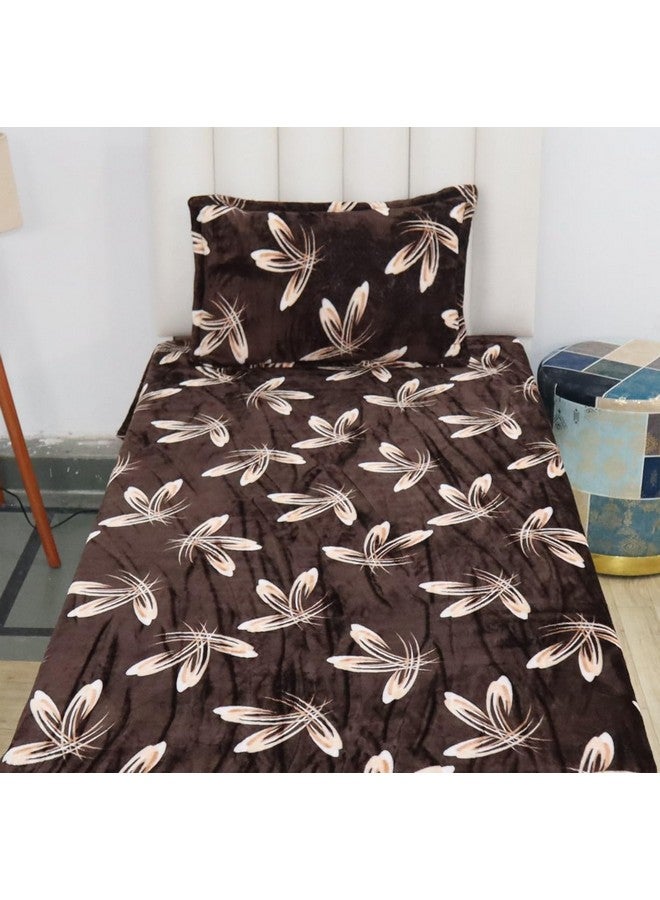 RD TREND 190 GSM Flannel Elastic Warm bedsheets for Winter Single Fitted Size (72x48x8 Inches) with 1 Pillow Cover Size (18x28 Inches) Colour Coffee Flower - Image 5