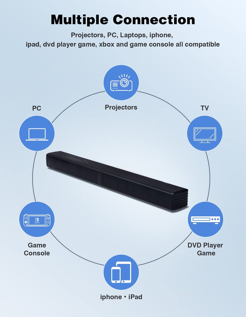 Puxinat 2 in 1 Separable Sound Bar for Smart TV, 2.2 Channel 32Inch Bluetooth 5.0 TV Speaker for Surround Sound System, Built-in Dual Subwoofer, Bass Adjustable, Remote Control Included(Sound Bar) - Image 5