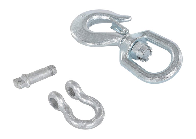 Vestil HOOK-S-4 Steel Swivel Hook with Shackle 4,000 Lb. Capacity Silver - Image 1