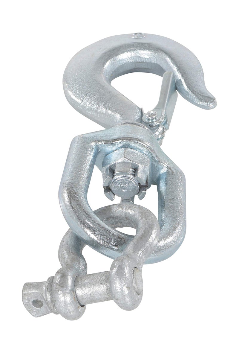 Vestil HOOK-S-4 Steel Swivel Hook with Shackle 4,000 Lb. Capacity Silver - Image 4