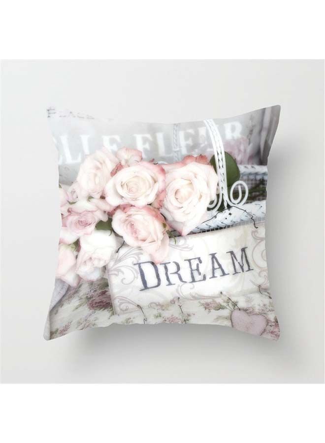 NIBEMINENT Rose Flower Printed Decorative Throw Cushion Cover Multicolour 45x45centimeter