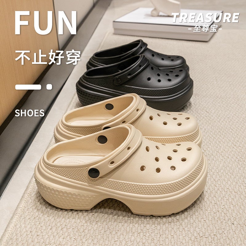 2024 Snow House Hole Shoes Women'S Summer Heightening Thick Sole Outer Wear Non-Slip Shoe-Treading Baotou Garden Shoes Beach Sandals - Image 2