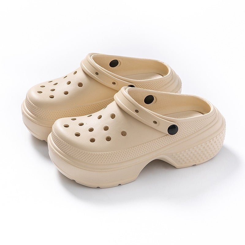 2024 Snow House Hole Shoes Women'S Summer Heightening Thick Sole Outer Wear Non-Slip Shoe-Treading Baotou Garden Shoes Beach Sandals - Image 1