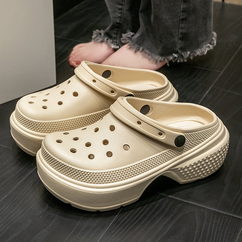 2024 Snow House Hole Shoes Women'S Summer Heightening Thick Sole Outer Wear Non-Slip Shoe-Treading Baotou Garden Shoes Beach Sandals - Image 3