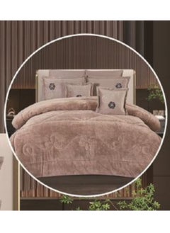 SMART HOME Winter double bedspread 8 pieces embroidered double-sided system velvet face and fur face queen size 240x260 cm, the bedspread fits a bed size 200X200 cm  - Image 2