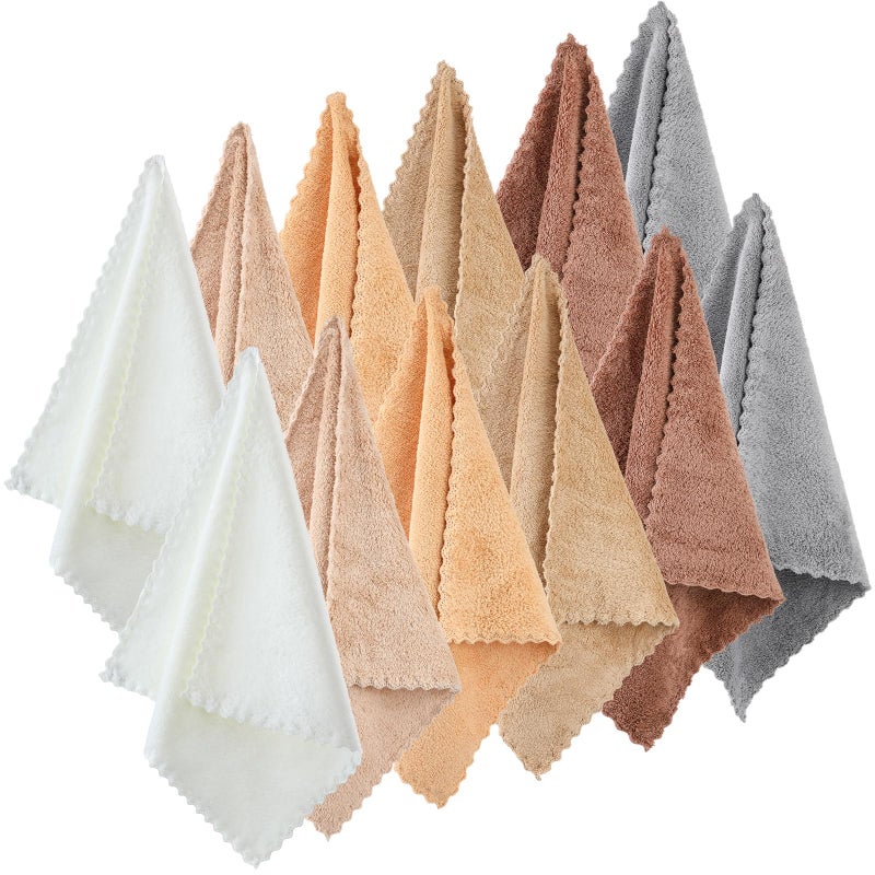 Syhood 12 Pieces Face Wash Cloth 12 x 12 in Makeup Remover Cloths Towel Coral Velvet Facial Microfiber Soft Fast Drying Facial Cleansing Towel for FaceMix Dark Colors - Image 3