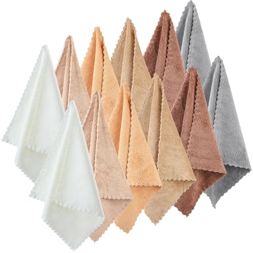 Syhood 12 Pieces Face Wash Cloth 12 x 12 in Makeup Remover Cloths Towel Coral Velvet Facial Microfiber Soft Fast Drying Facial Cleansing Towel for FaceMix Dark Colors - Image 1