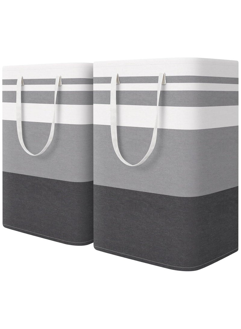 Beauenty Freestanding Laundry Basket, Collapsible Basket, with Extended Handles, Dormitory & Family Toys (Grey2pcs75L) - Image 1